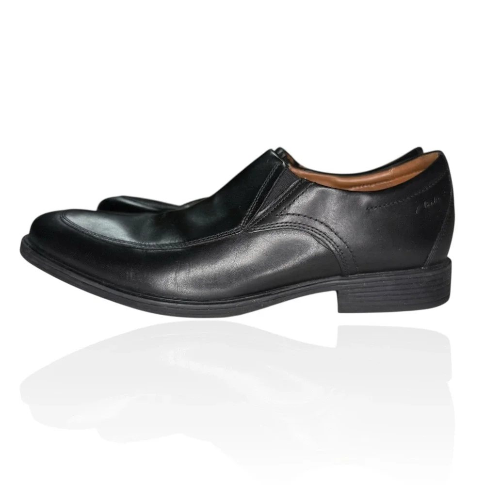 Clarks Men's Loafers Whiddon Step Black Leather Size 9.5 M Extreme‎ Comfort